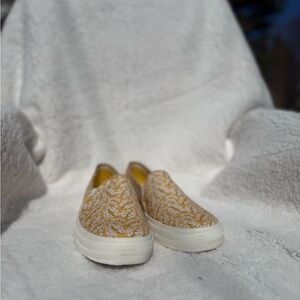 Yellow Floral Slip-On Sneakers